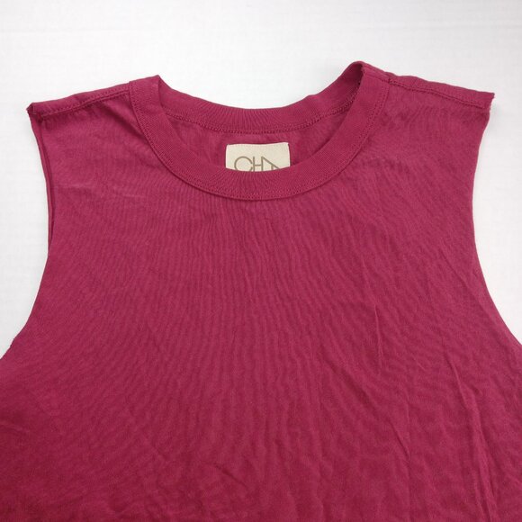 Chaser Women's Cotton Jersey Classic Muscle Tank Top Size Small Marsala Red - Picture 2 of 5